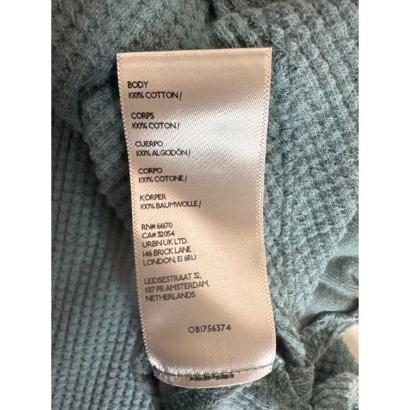 Free People Green Microphone Drop Thermal Top XS Waffle Knit Relaxed Oversized - Picture 8 of 8